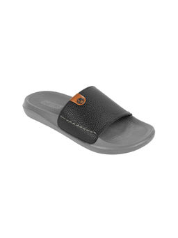 Metro - Men Black Slip On Sliders