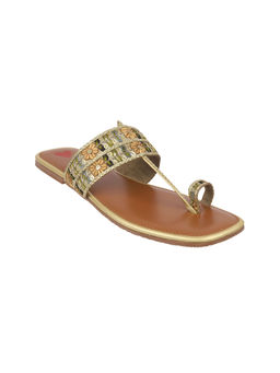 Metro - Women Gold Festive Kolhapuris