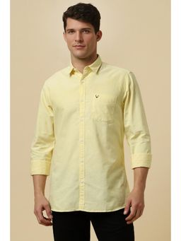 Allen Solly - Men Yellow Custom Fit Solid Full Sleeves Casual Shirts