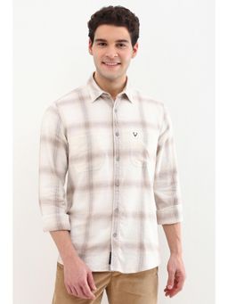 Allen Solly - Men White Custom Fit Check Full Sleeves Casual Shirts