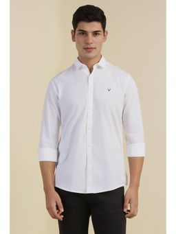Allen Solly - Men White Custom Fit Solid Full Sleeves Casual Shirts