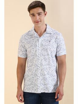Allen Solly - Men White Custom Fit Print Half Sleeves Casual Shirts