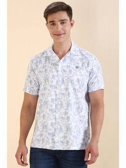 Allen Solly - Men White Custom Fit Print Half Sleeves Casual Shirts