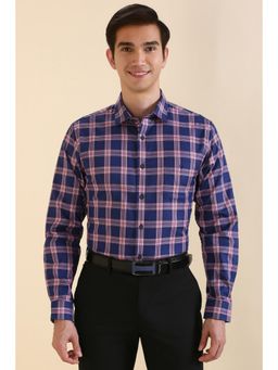Allen Solly - Men Blue Slim Fit Check Full Sleeves Formal Shirt