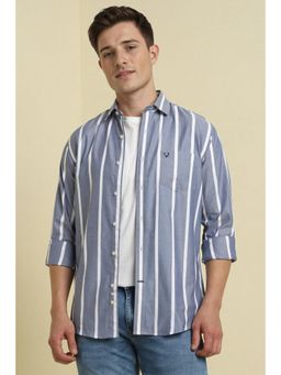 Allen Solly - Men Blue Slim Fit Stripes Full Sleeves Casual Shirts