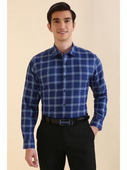 Allen Solly - Men Blue Slim Fit Check Full Sleeves Formal Shirt