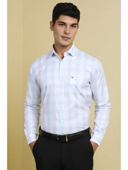 Allen Solly - Men White Slim Fit Check Full Sleeves Formal Shirt
