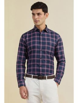 Allen Solly - Men Navy Slim Fit Check Full Sleeves Formal Shirt