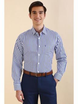 Allen Solly - Men White Slim Fit Stripes Full Sleeves Formal Shirt