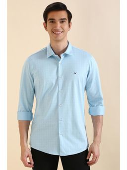 Allen Solly - Men Light Blue Slim Fit Print Full Sleeves Casual Shirts