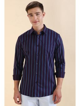 Allen Solly - Men Purple Slim Fit Stripes Full Sleeves Casual Shirts