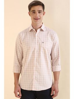 Allen Solly - Men Beige Slim Fit Check Full Sleeves Formal Shirts