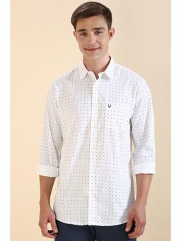 Allen Solly - Men White Slim Fit Dots Full Sleeves Casual Shirts