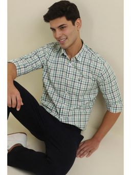 Allen Solly - Men Green Slim Fit Check Full Sleeves Casual Shirts