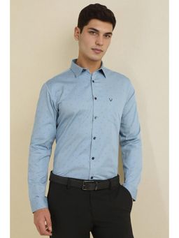 Allen Solly - Men Light Blue Slim Fit Print Full Sleeves Formal Shirt