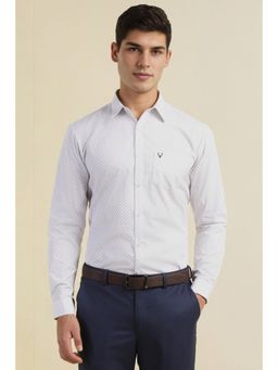 Allen Solly - Men White Slim Fit Print Full Sleeves Formal Shirt
