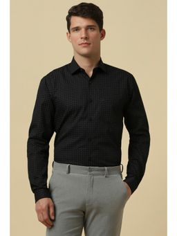 Allen Solly - Men Black Slim Fit Print Full Sleeves Formal Shirt