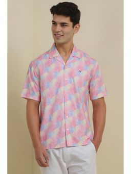 Allen Solly - Men Pink Relaxed Fit Print Half Sleeves Casual Shirts