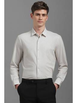 Louis Philippe - Men Grey Super Slim Fit Print Full Sleeves Casual Shirt