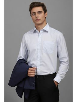 Louis Philippe - Men Light Blue Classic Fit Print Full Sleeves Formal Shirt