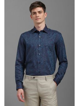 Louis Philippe - Men Blue Classic Fit Paisley Full Sleeves Formal Shirt