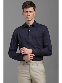 Louis Philippe - Men Navy Classic Fit Print Full Sleeves Formal Shirt