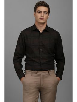Louis Philippe - Men Brown Classic Fit Print Full Sleeves Formal Shirt