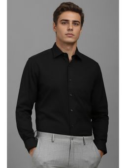 Louis Philippe - Men Black Classic Fit Solid Full Sleeves Formal Shirt