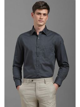 Louis Philippe - Men Grey Classic Fit Print Full Sleeves Formal Shirt