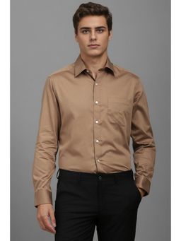 Louis Philippe - Men Brown Classic Fit Solid Full Sleeves Formal Shirt
