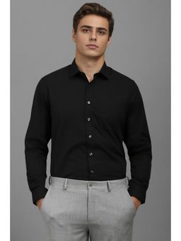 Louis Philippe - Men Black Slim Fit Solid Full Sleeves Formal Shirt