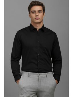 Louis Philippe - Men Black Slim Fit Solid Full Sleeves Formal Shirt