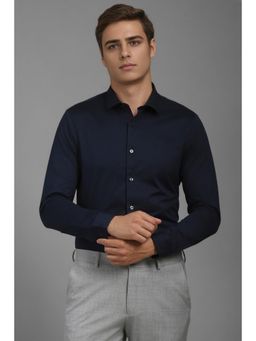 Louis Philippe - Men Navy Slim Fit Solid Full Sleeves Formal Shirt