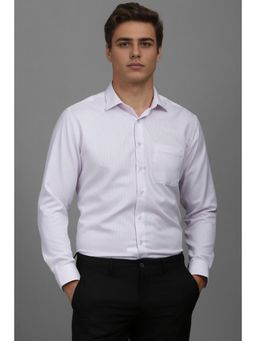 Louis Philippe - Men Lilac Slim Fit Textured Full Sleeves Formal Shirt