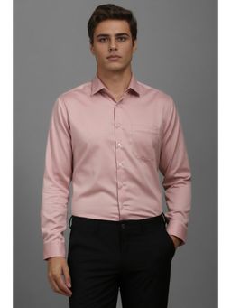Louis Philippe - Men Pink Slim Fit Solid Full Sleeves Formal Shirt
