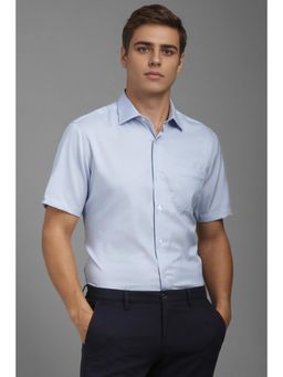 Louis Philippe - Men Light Blue Classic Fit Print Half Sleeves Formal Shirt