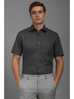 Louis Philippe - Men Grey Classic Fit Print Half Sleeves Formal Shirt