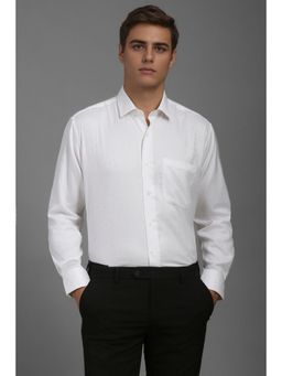 Louis Philippe - Men White Classic Fit Print Full Sleeves Formal Shirt