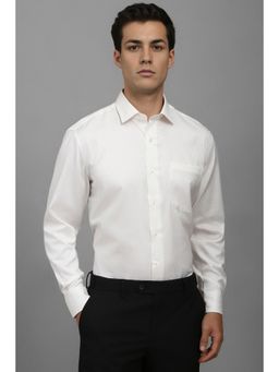 Louis Philippe - Men White Classic Fit Textured Full Sleeves Formal Shirt
