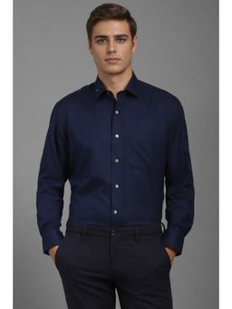 Louis Philippe - Men Navy Classic Fit Print Full Sleeves Formal Shirt