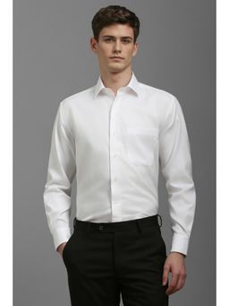 Louis Philippe - Men White Classic Fit Solid Full Sleeves Formal Shirt