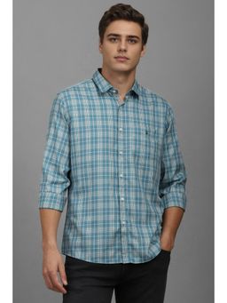 Louis Philippe - Men Blue Slim Fit Check Full Sleeves Casual Shirt