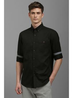 Louis Philippe - Men Black Slim Fit Solid Full Sleeves Casual Shirt