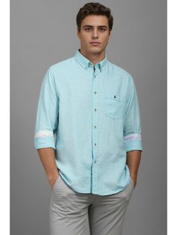 Louis Philippe - Men Blue Slim Fit Stripes Full Sleeves Casual Shirt