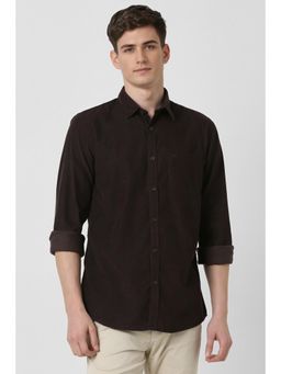 Peter England - Men Brown Slim Fit Textured Shirt