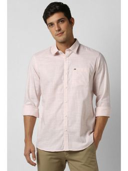Peter England - Men Pink Slim Fit Self Design Shirt