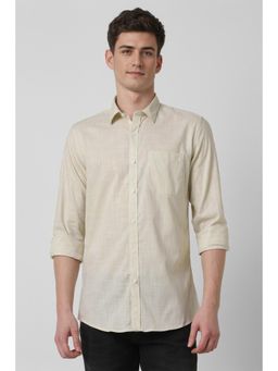 Peter England - Men Beige Slim Fit Self Design Shirt