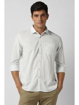 Peter England - Men Grey Slim Fit Print Shirt