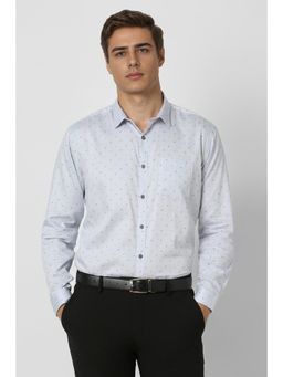 Van Heusen - Men Light Blue Slim Fit Print Full Sleeves Party Shirt