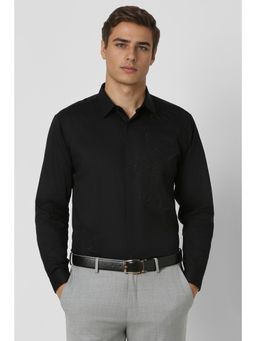 Van Heusen - Men Black Slim Fit Embroidered Full Sleeves Party Shirt
